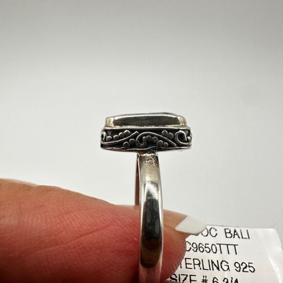 NWT 1.9ct teal Emerald Cut Aquamarine in Bali Sterling Silver Ring! - Picture 4 of 10